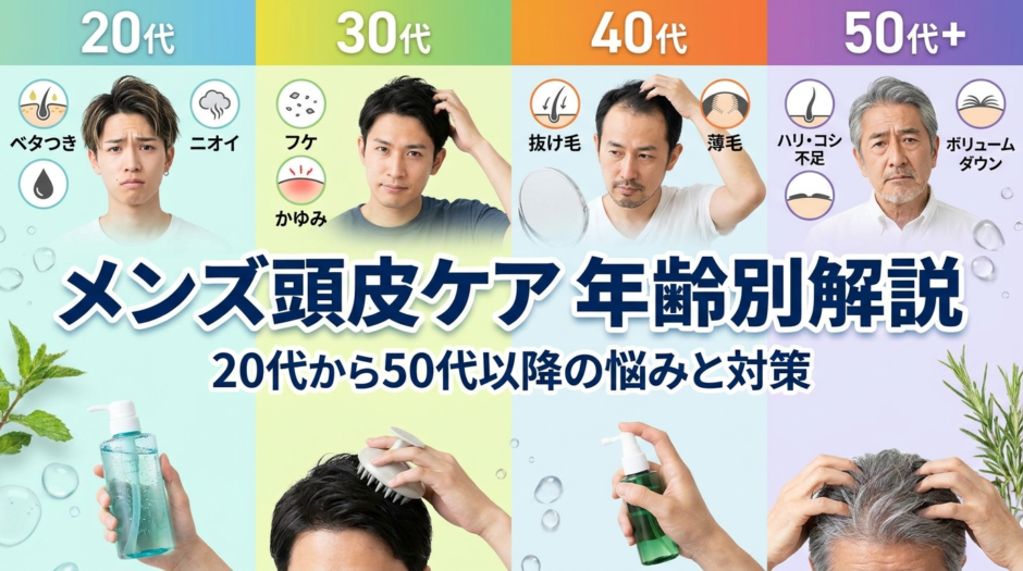 メンズの頭皮ケアを年齢別で解説。20代から50代以降の悩みと対策