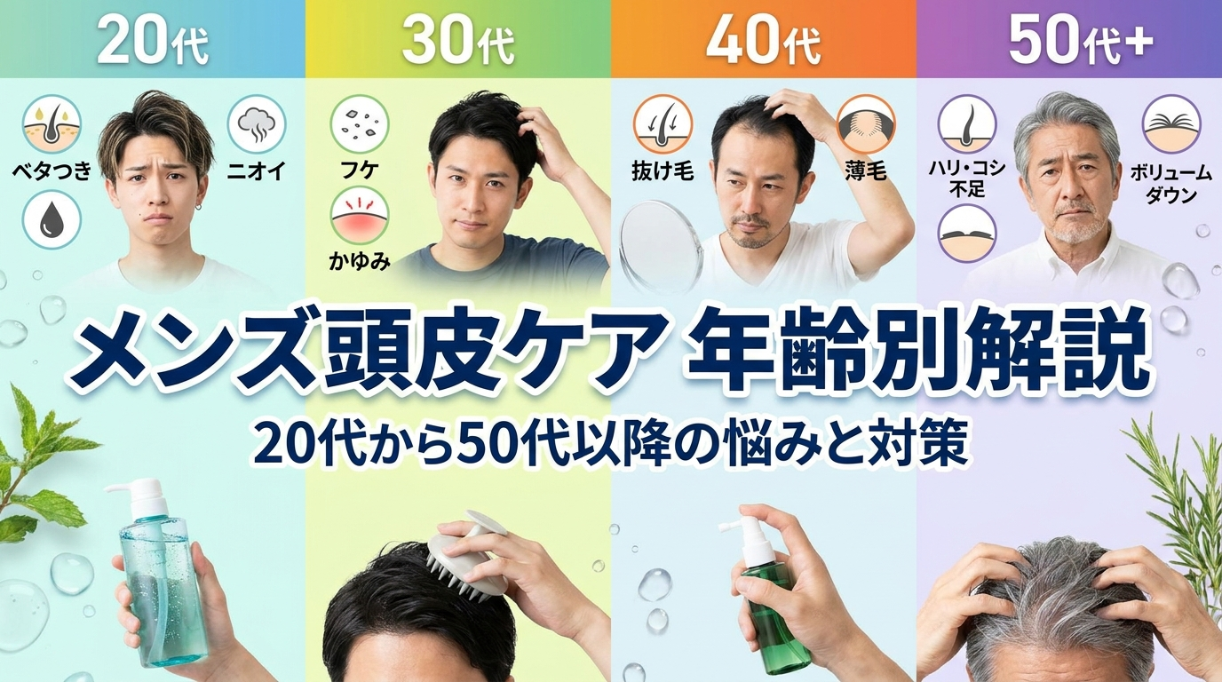 メンズの頭皮ケアを年齢別で解説。20代から50代以降の悩みと対策