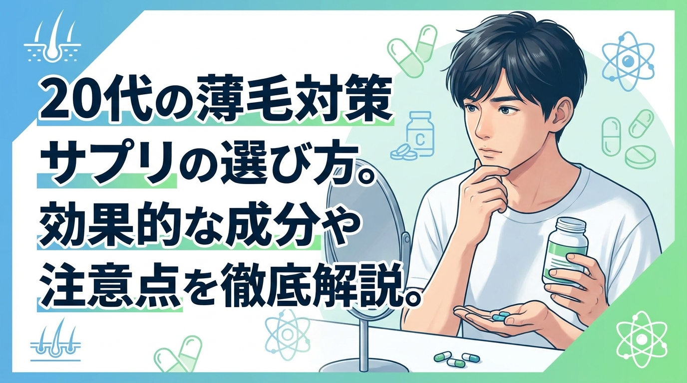 20代の薄毛対策サプリの選び方。効果的な成分や注意点を徹底解説。