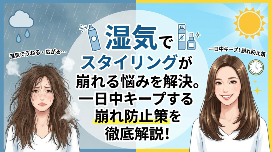 湿気でスタイリングが崩れる悩みを解決。一日中キープする崩れ防止策を徹底解説！